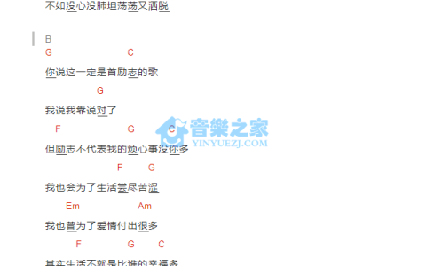 非正常励志歌吉他谱 C调和弦谱_音乐之家编配_齐一