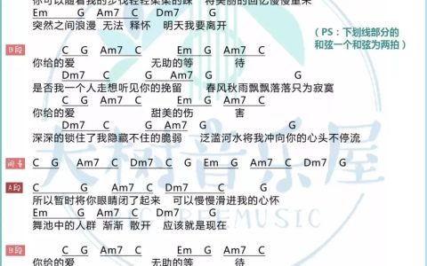 Last Dance吉他谱 C调和弦谱_大树音乐屋编配_伍佰