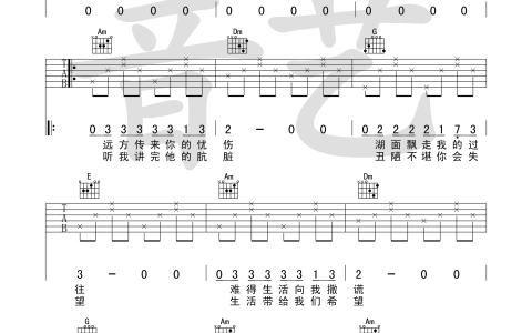 忧伤的过往吉他谱 C调高清版_音艺吉他编配_Jam