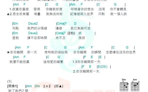 在你离开那一天吉他谱 E调和弦谱_吉他吧编配_曾沛慈