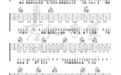 就让我在春风沉醉的夜晚老去吉他谱 野夫子 吉他专家
