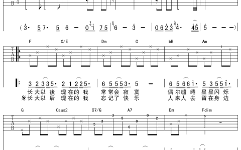那年夏天吉他谱 F调女生版_延麟编配_许飞