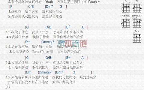 无缘吉他谱 C调和弦谱_木木吉他编配_陶喆