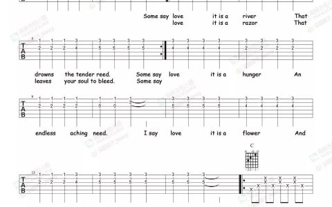 the rose吉他谱 原调六线谱_简单版_Amanda McBroom