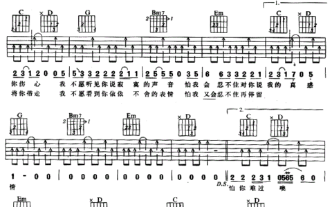 牵挂吉他谱 G调扫弦版_张永利编配_伍佰